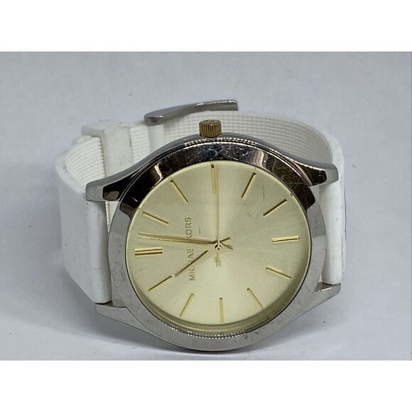 Michael Kors MK3222 Women's Silicone Analog Champagne Dial Quartz Watch XX472 - Picture 7 of 12